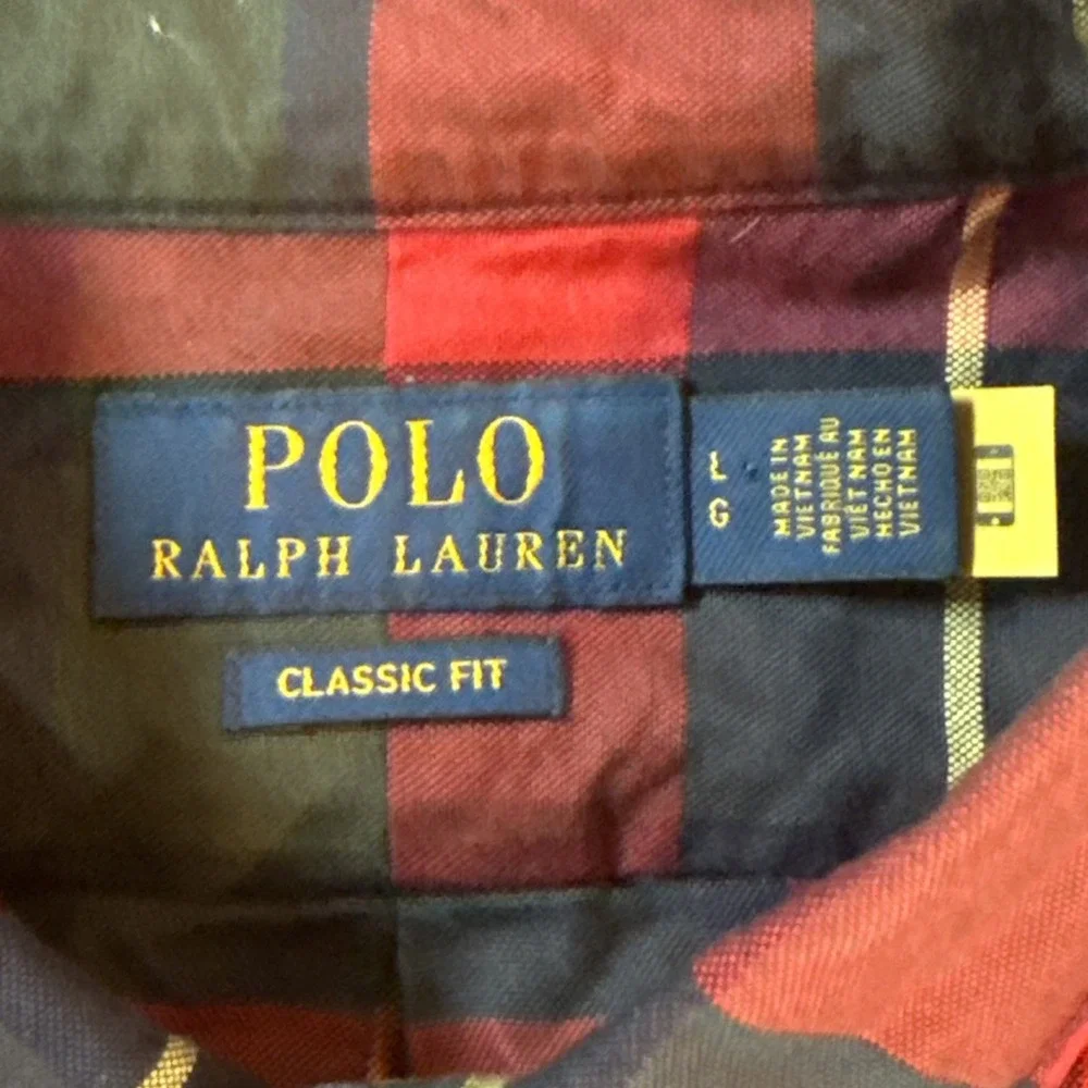 Polo Ralph Lauren Men's Large Classic Fit Plaid Oxford Long Sleeve Shirt